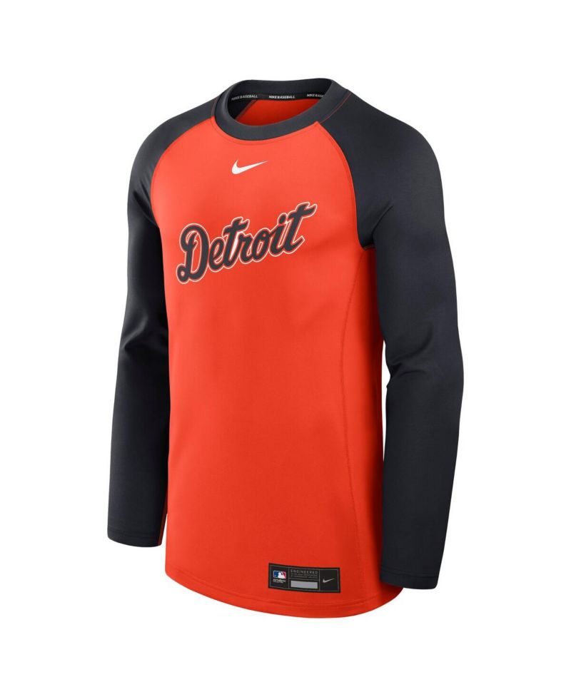 Men's Orange/Navy Detroit Tigers Authentic Collection Game Time Raglan Performance Long Sleeve T-Shirt