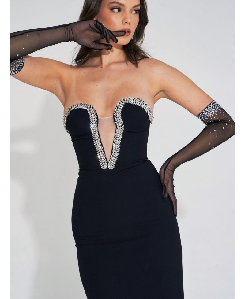 Women's Ivanna Black Crystal Embellished Maxi Dress