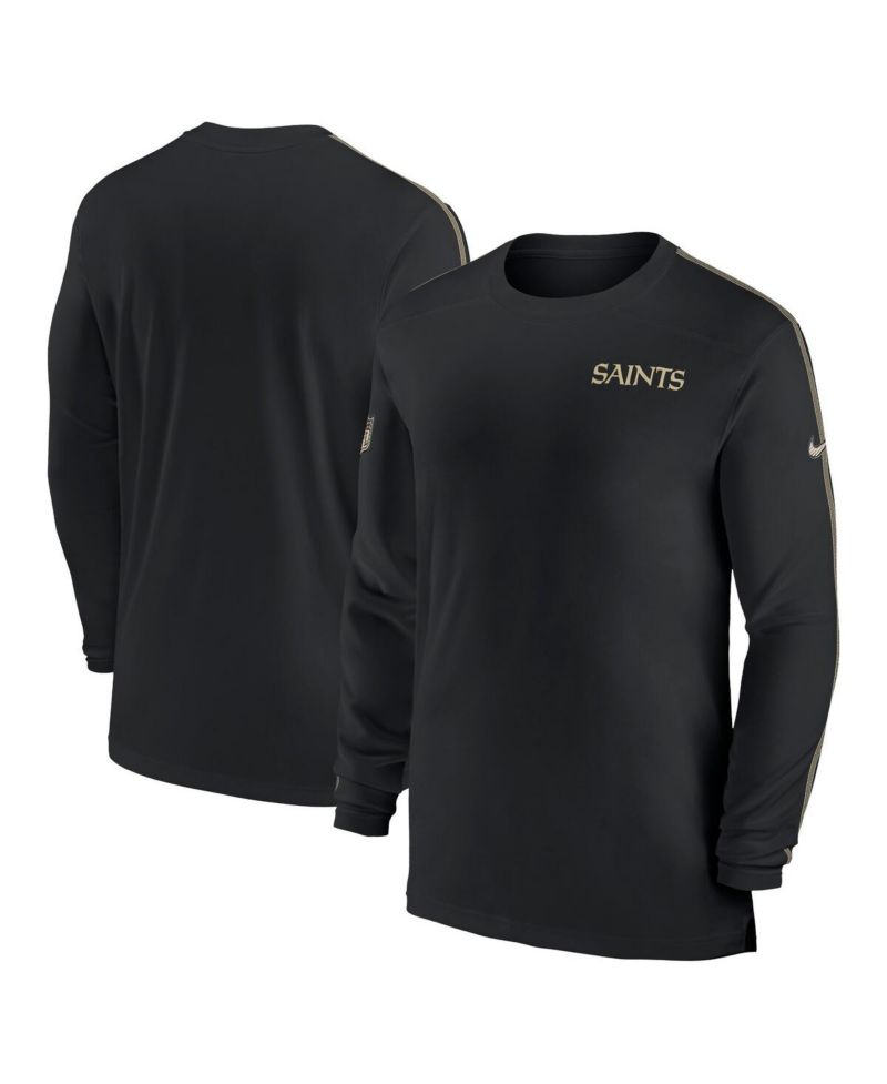 Men's Black New Orleans Saints Sideline Coach UV Performance Long Sleeve T-Shirt