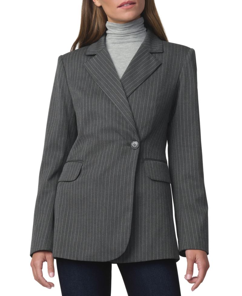 Women's Mecah Pinstripe Polyester/Wool-Blend Unlined Blazer