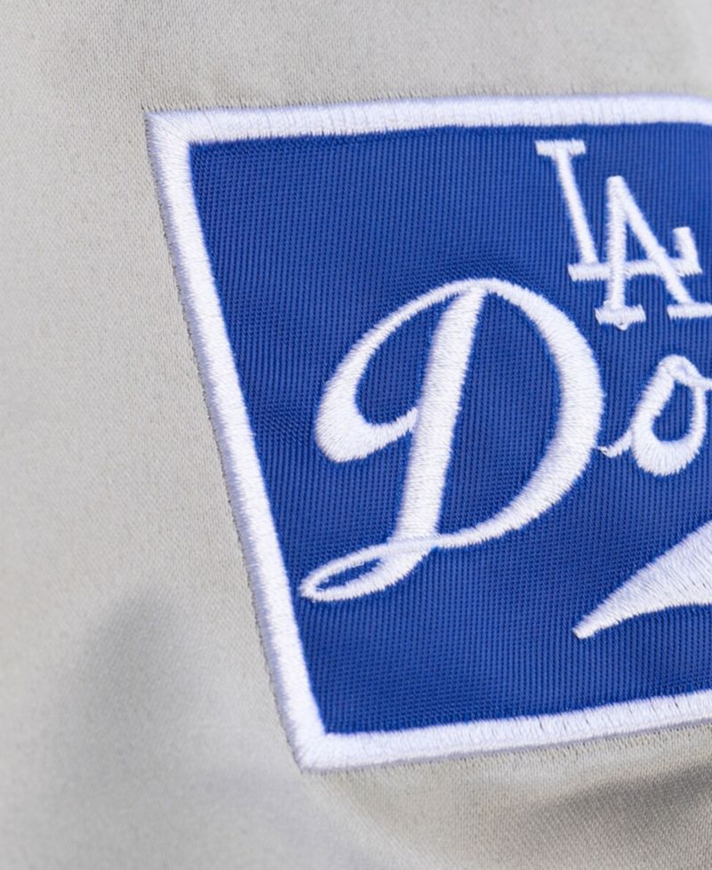 Mitchell Ness Men's Gray Los Angeles Dodgers Thunderstorm Head Coach Lightweight Satin Full-Snap Jacket