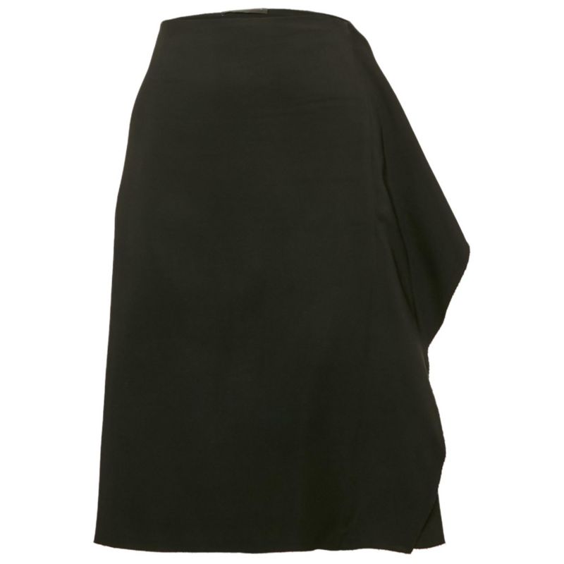 Women's Black Sateen Drape Detail Pencil Skirt