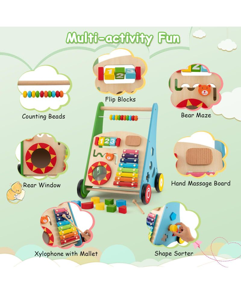 Toddler Activity Walker Toy with Interactive Play Center and Safe Handle