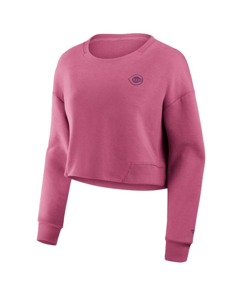 Women's Pink Cincinnati Reds Relax Studio Cropped Pullover Sweatshirt