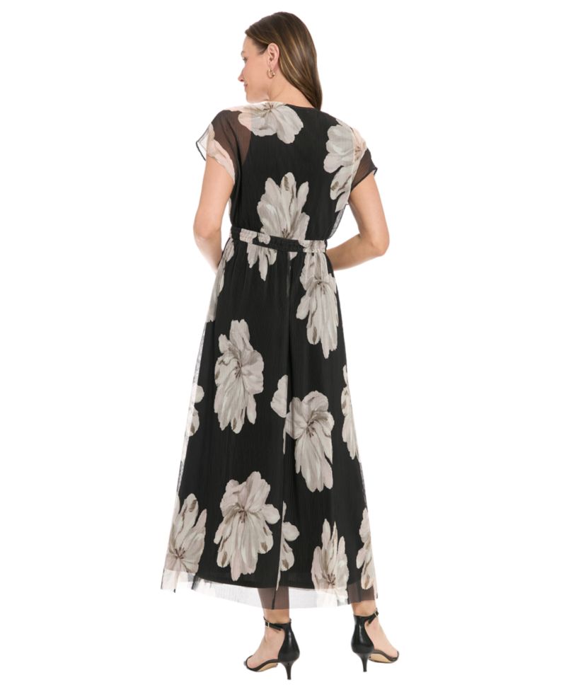 Petite Printed Surplice Neck Maxi Dress