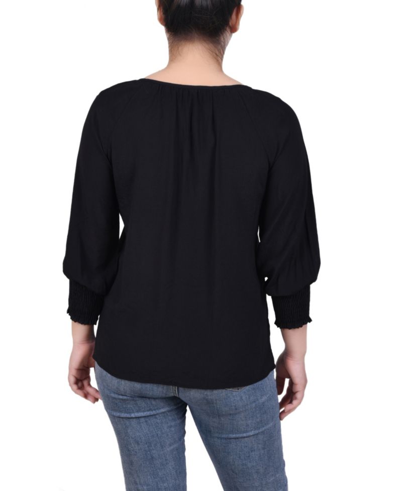 Women's 3/4 Sleeve Button Front Blouse