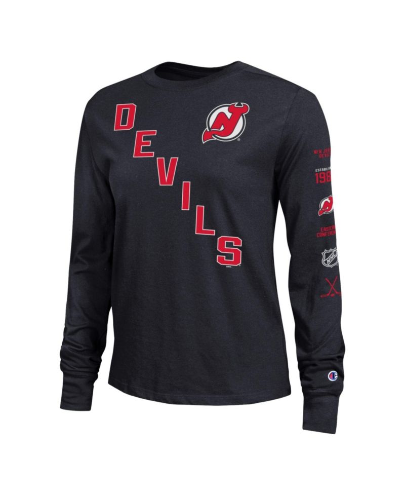 Women's Black New Jersey Devils 2-Hit Long Sleeve T-Shirt