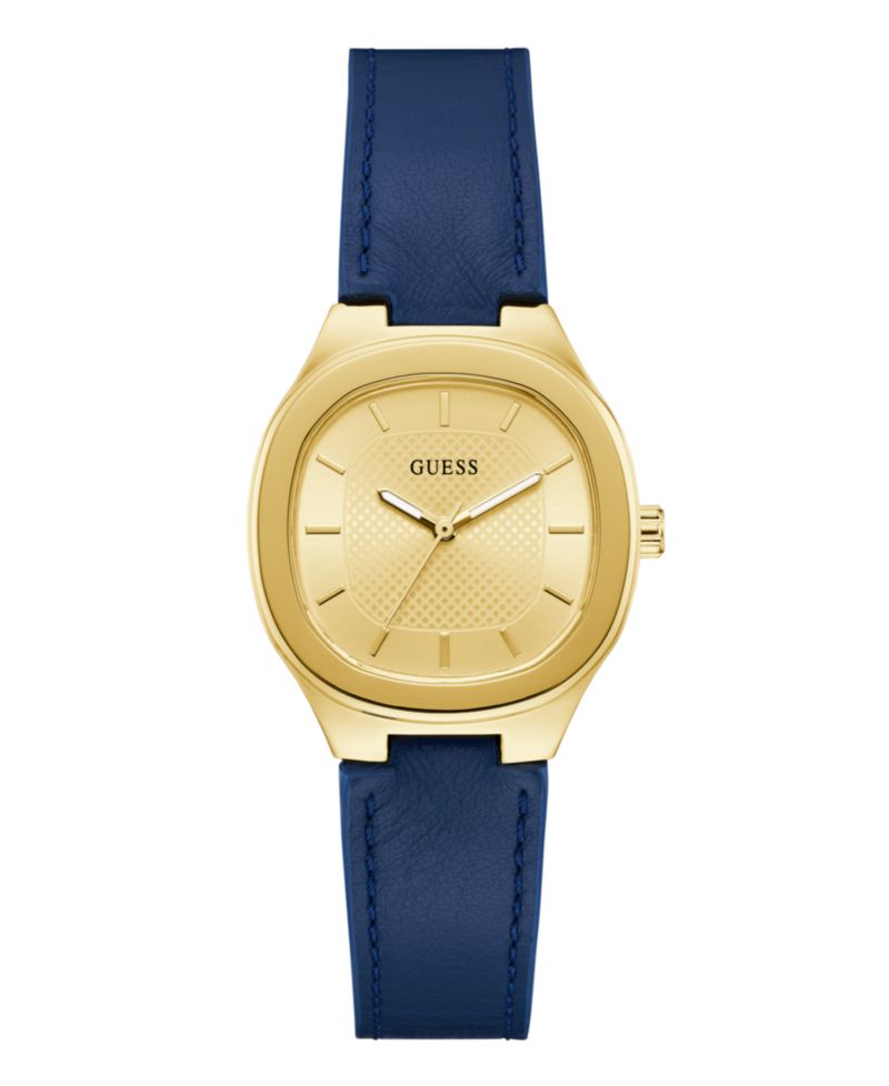 Women's Gold-Tone Blue Leather Analog Watch, 32mm