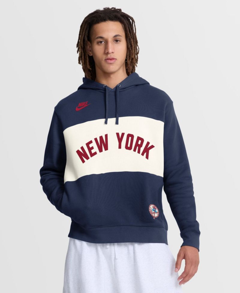 Men's Navy New York Yankees 1927 Cooperstown Collection Legacy Color-Block Hoodie