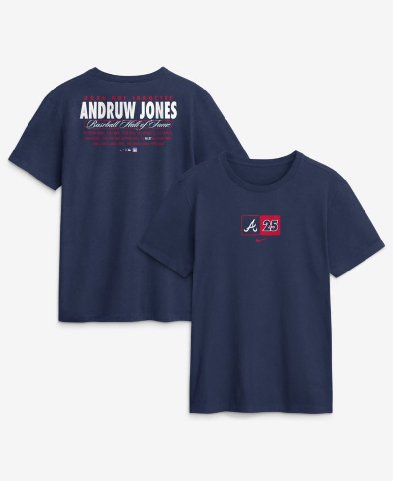 Men's Andruw Jones Navy Atlanta Braves 2026 Hall of Fame Stats Name & Number T-Shirt