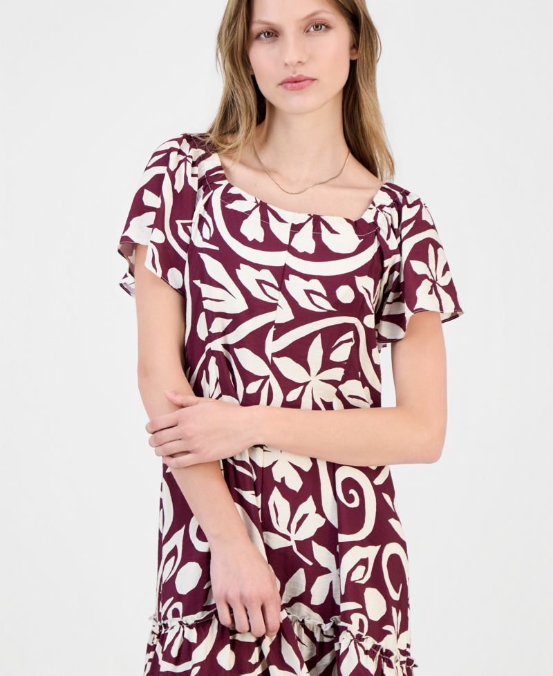 Women's On-Off Shoulder Flutter-Sleeve Dress