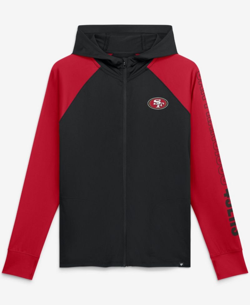 Women's Black/Scarlet San Francisco 49ers Cornerback Blitz Raglan Full-Zip Hoodie