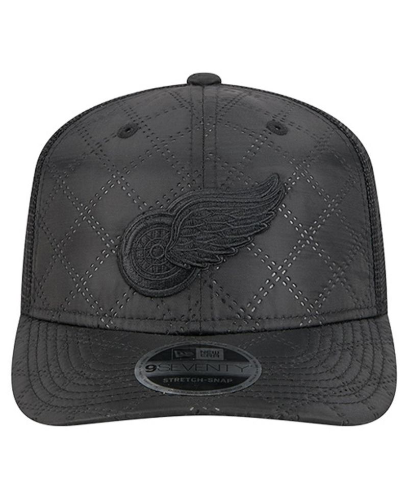 Men's Black Detroit Red Wings Quilted Nylon 9SEVENTY Adjustable Trucker Hat