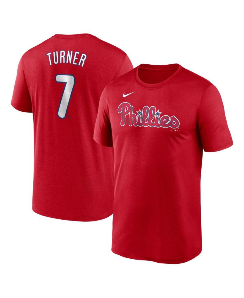 Men's Trea Turner Red Philadelphia Phillies Legend Name and Number Home T-Shirt