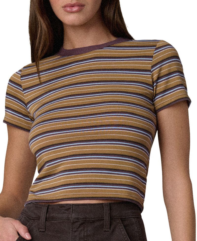 Women's Striped Crop Short-Sleeve Baby T-Shirt