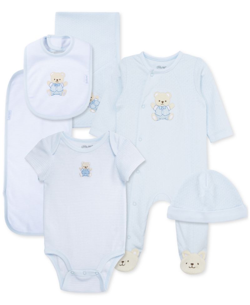 Baby Boys Cute Bear Cotton Gift Box, 6 Piece Set