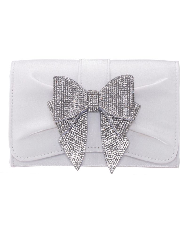 Tiered Crystal Bow Flap Clutch