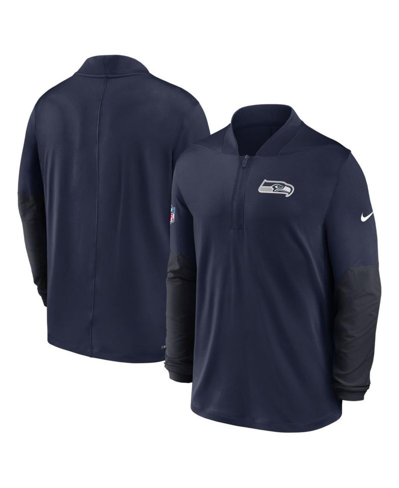 Men's College Navy Seattle Seahawks Sideline Dri-FIT Half-Zip Pullover Sweatshirt