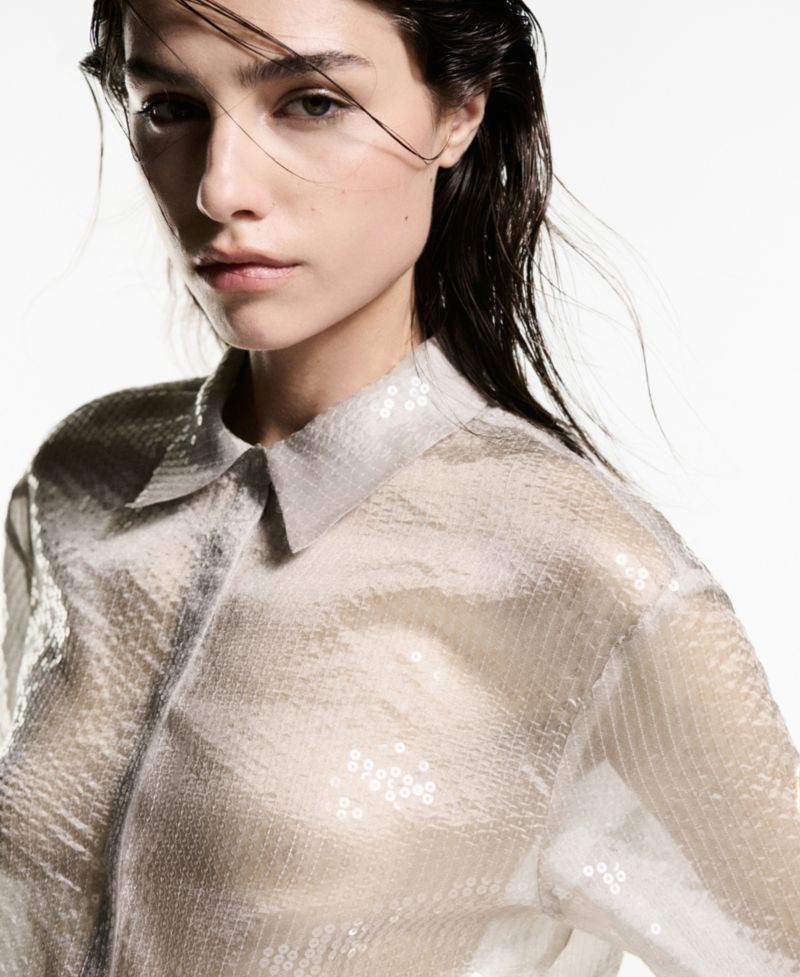 Women's Semi-Transparent Sequined Shirt