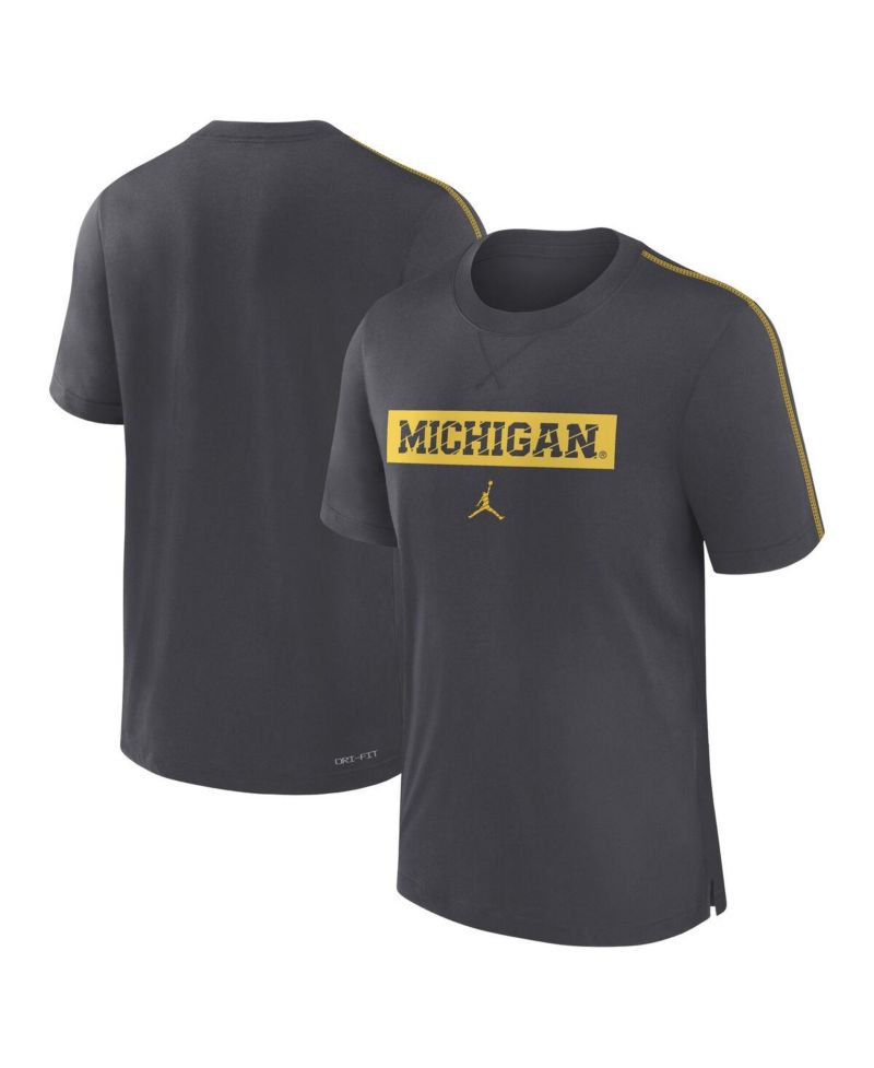 Men's Anthracite Michigan Wolverines 2024 Sideline Player Performance Tri-Blend T-Shirt