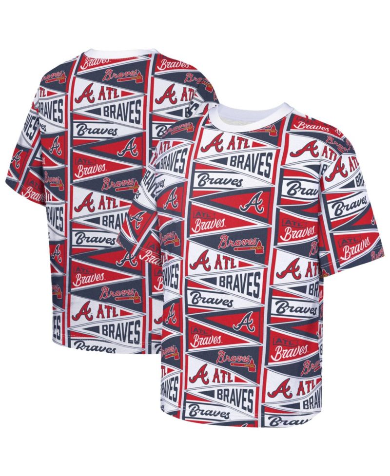 Big Boys and Girls Red Atlanta Braves All-Over Pennant T-Shirt