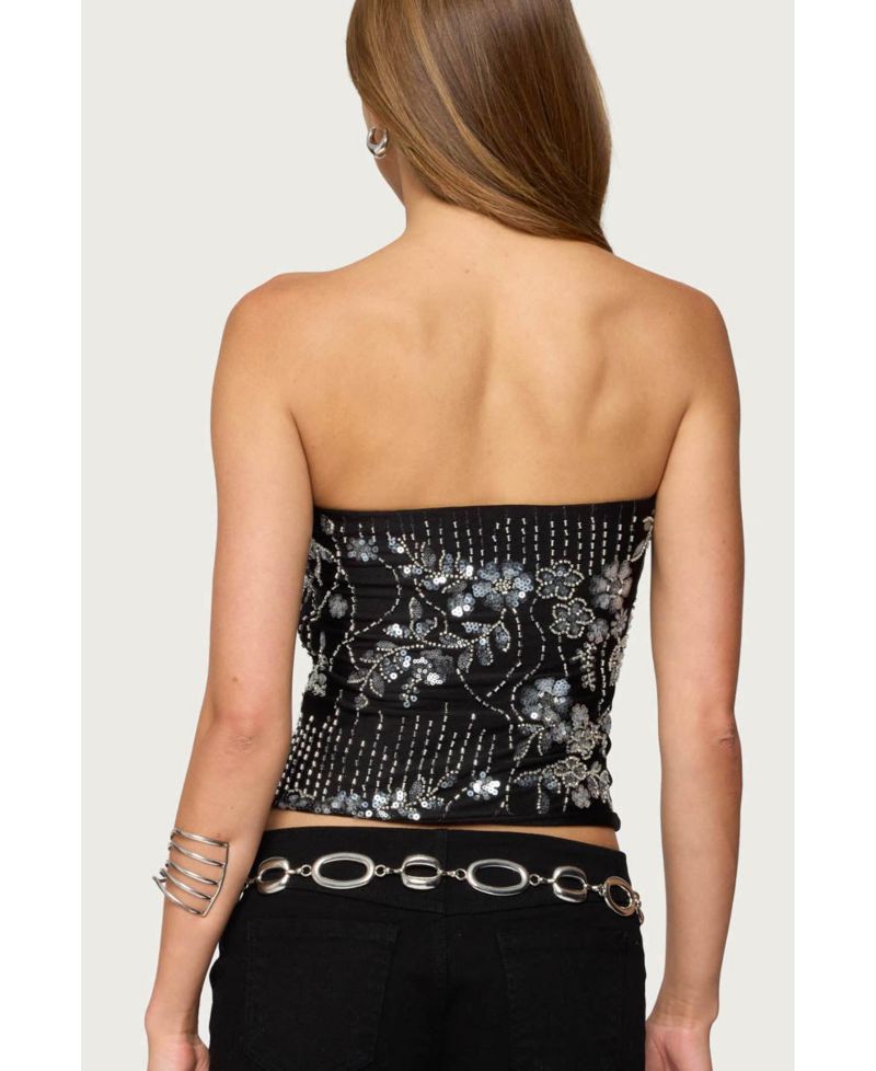Women's Zelda Bead and Sequin Strapless Top