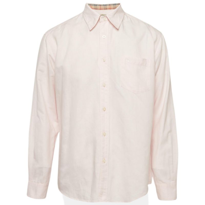 Men's Pink Linen Long Sleeve Shirt