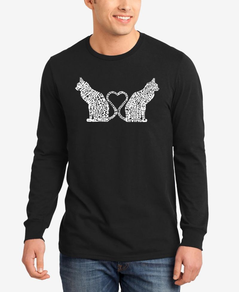 Cat Tail Hearts - Men's Word Art Long Sleeve T-Shirt