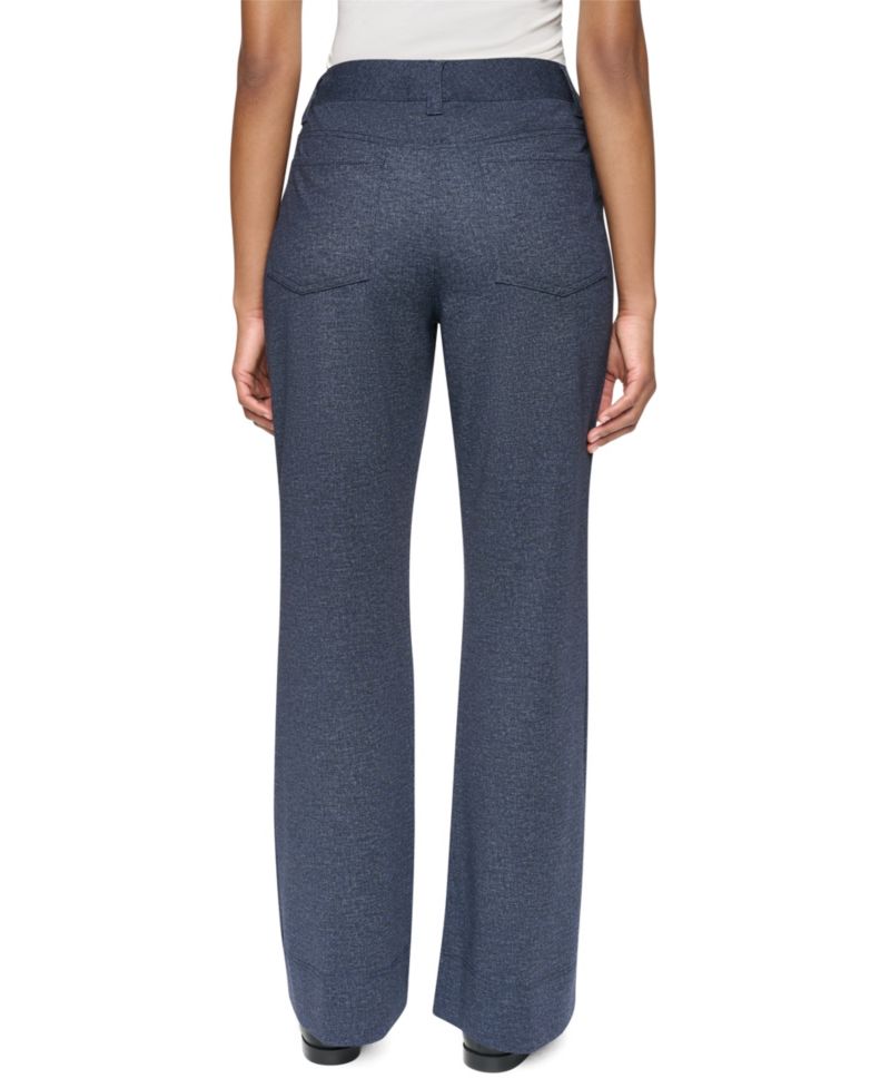 Women's Faux Denim Double Face High-Waisted Wide-Leg Pants