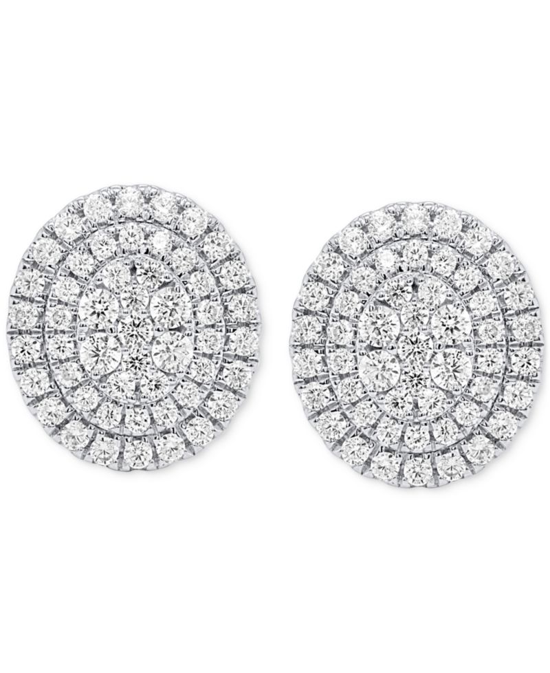 Lab Grown Diamond Double Halo Cluster Stud Earrings (2 ct. t.w.) in Sterling Silver or 14k Gold-Plated Sterling Silver