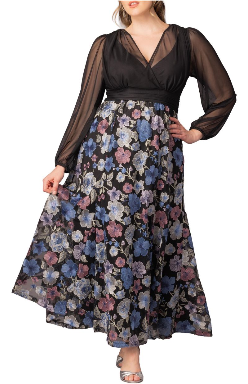 Plus Size Isabella Embroidered Mesh Formal Gown