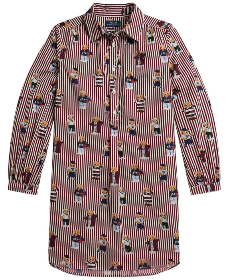 Girls' 7-16 Polo Bear Cotton Poplin Shirt Dress