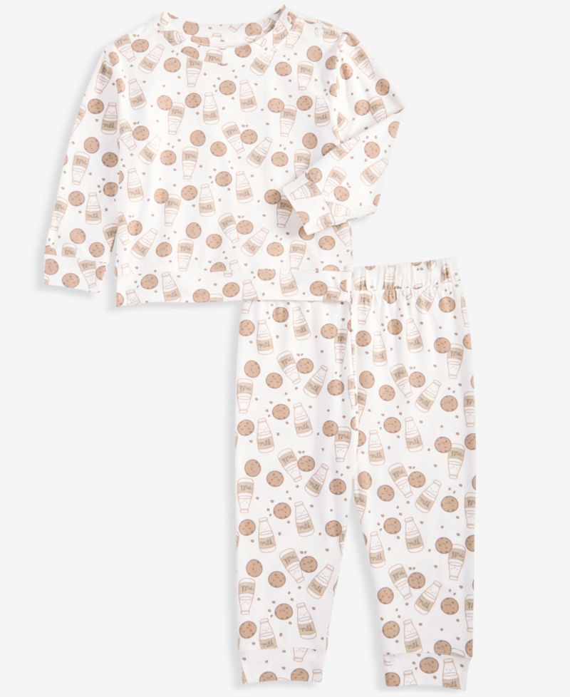 Baby 0M-24M Milk-and-Cookies-Print Soft & Cozy Sweatshirt and Sweatpants, 2-Piece Set
