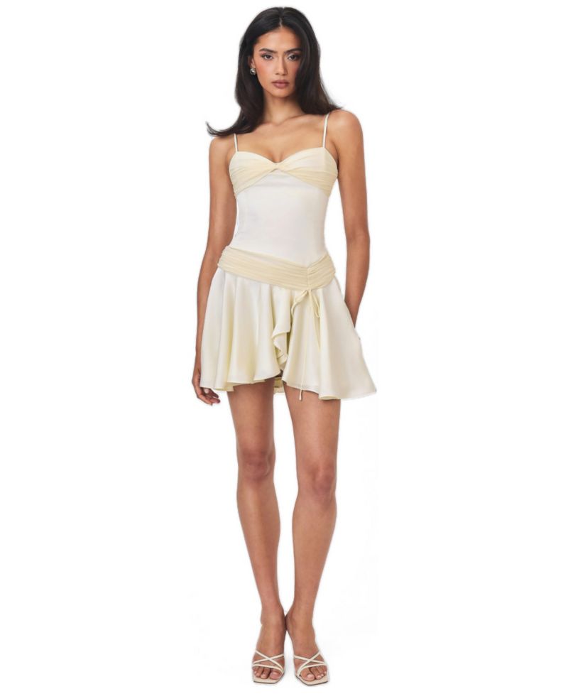 Women's Yvonne Asymmetrical Ruched Sweetheart Neck Mini Dress