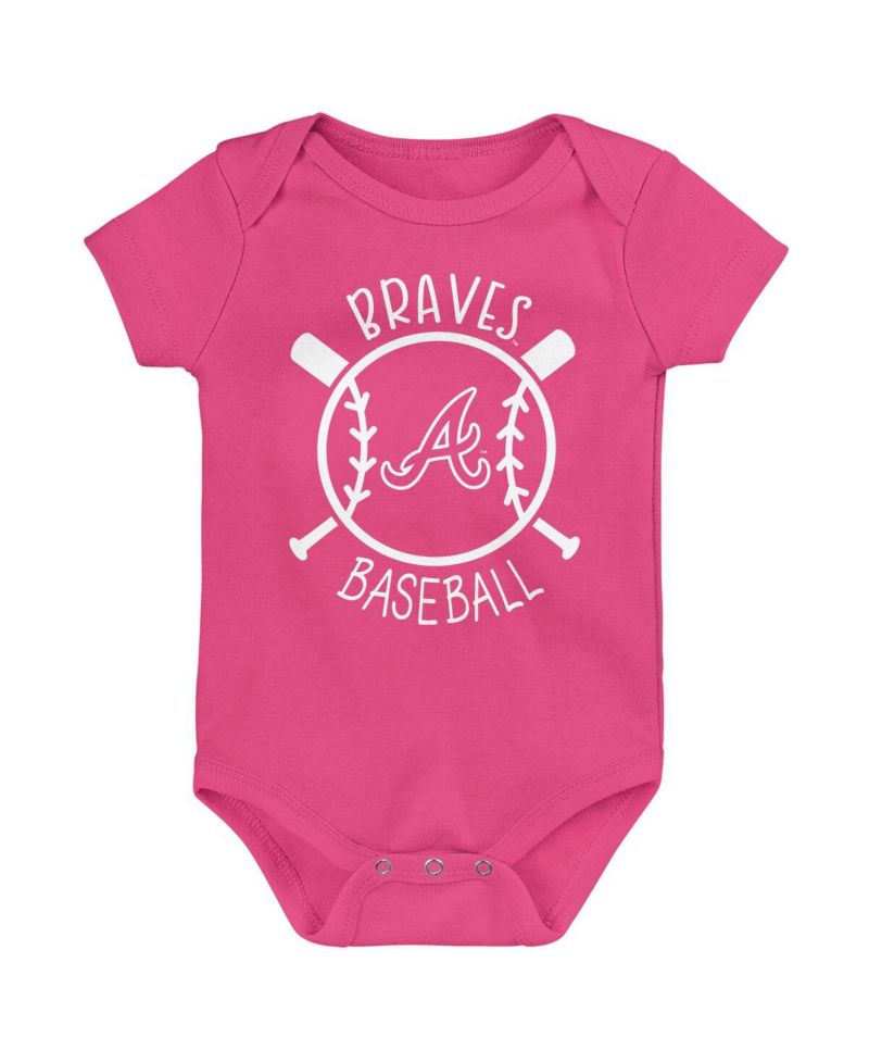 Baby Boys and Girls 3-Pack Atlanta Braves Slide Home Bodysuit Set