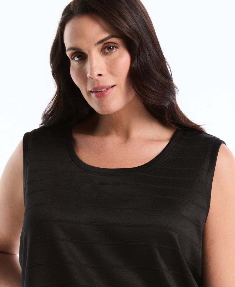 Plus Size Ottoman Knit Sleeveless Crewneck Top