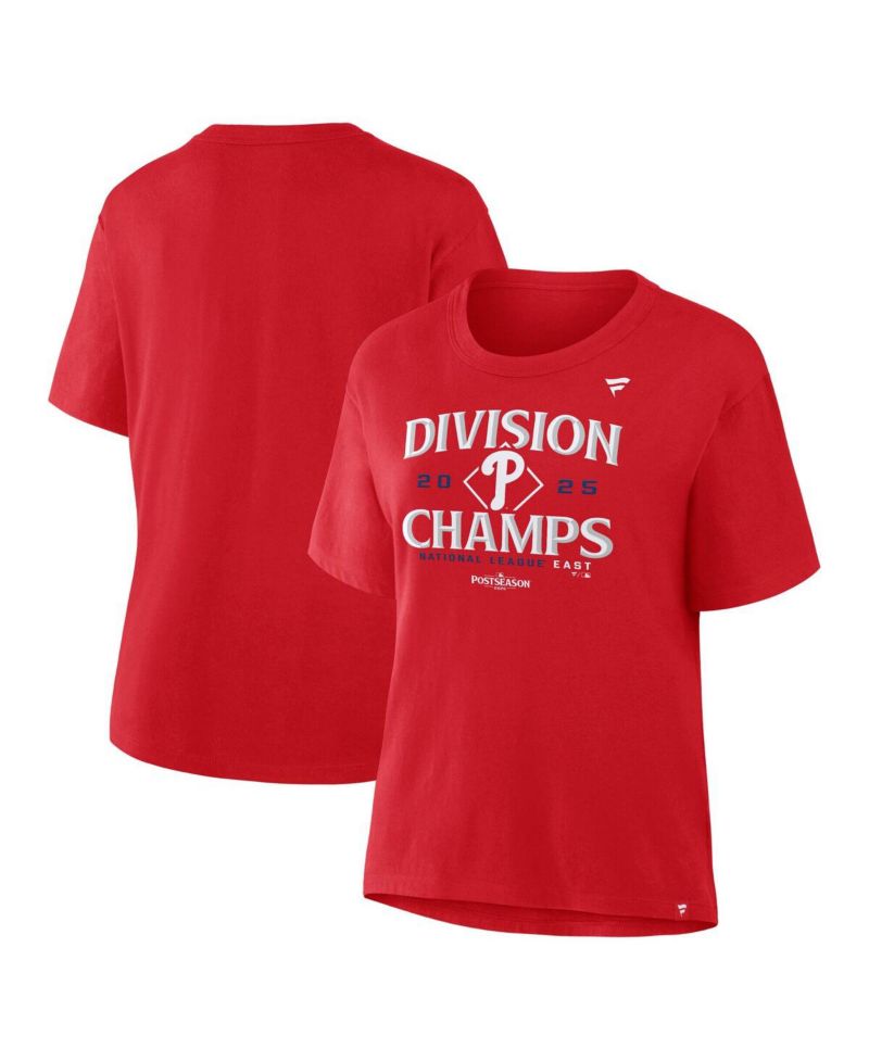 Women's Red Philadelphia Phillies 2025 NL East Division s Locker Room T-Shirt