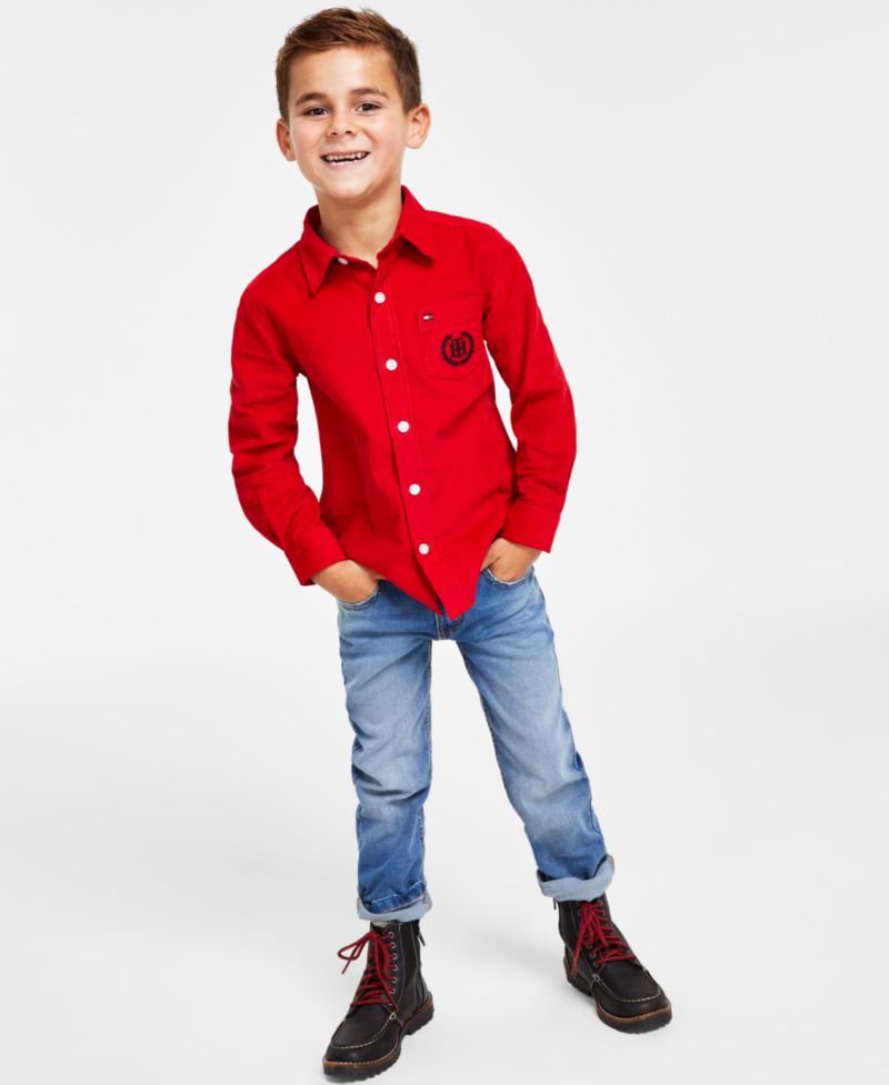 Toddler & Little Boys Corduroy Shirt & Blue Stone Jeans