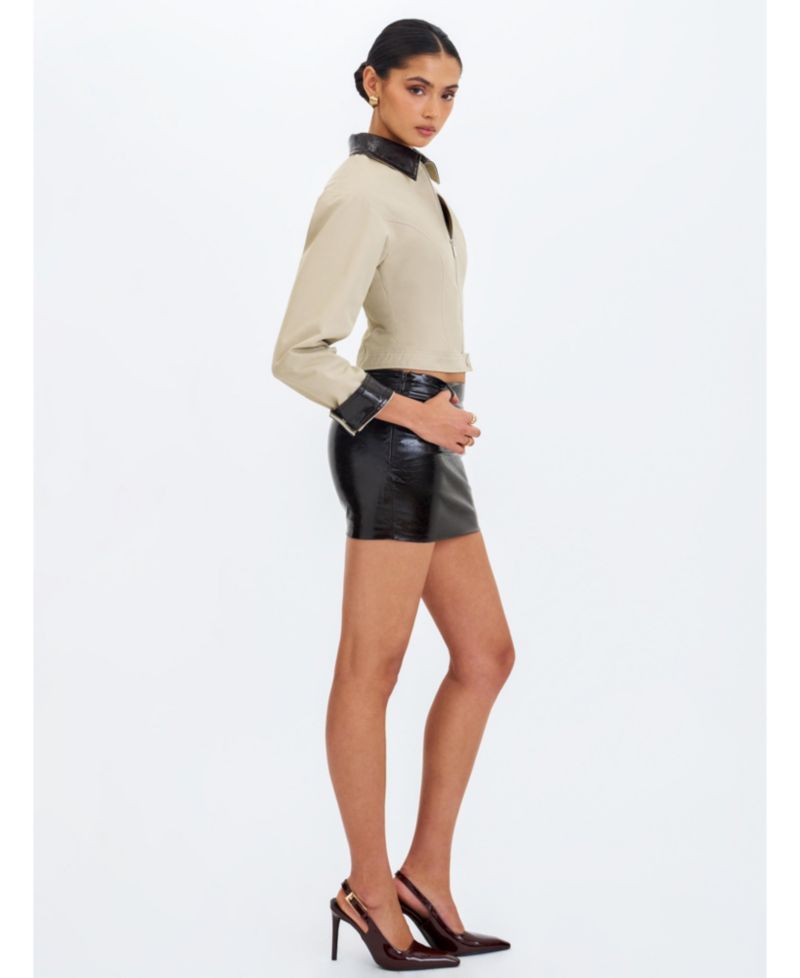 Women's Vivian Mocha Faux Leather Low-Rise Mini Skirt