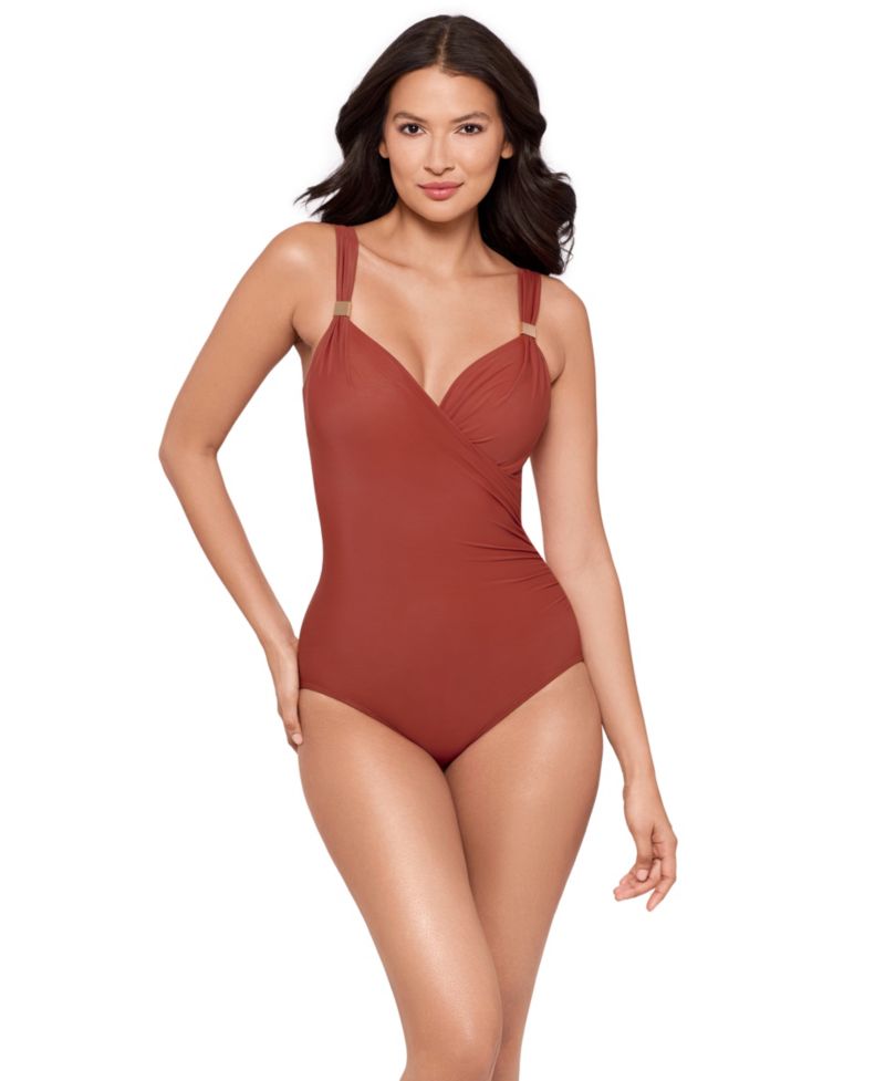 Razzle Dazzle Siren Twist-Front Underwire Allover Slimming One-Piece Swimsuit