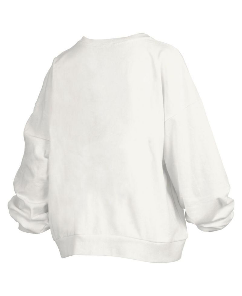 Women's White Maryland Terrapins Janice Retro Logo Oversized Pullover Sweatshirt