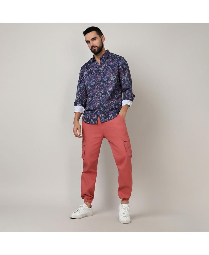 Men's Navy Blue Paisley Shirt