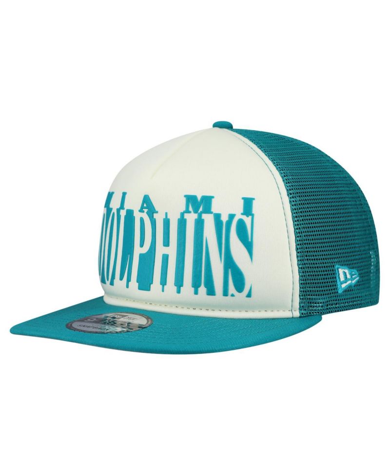 Men's Cream/Aqua Miami Dolphins Throwback Cutout A-Frame 9FIFTY Snapback Hat