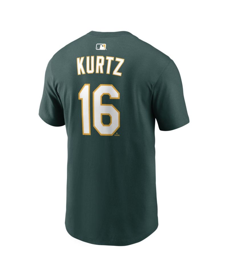 Men's Nick Kurtz Green Athletics Home Name & Number T-Shirt