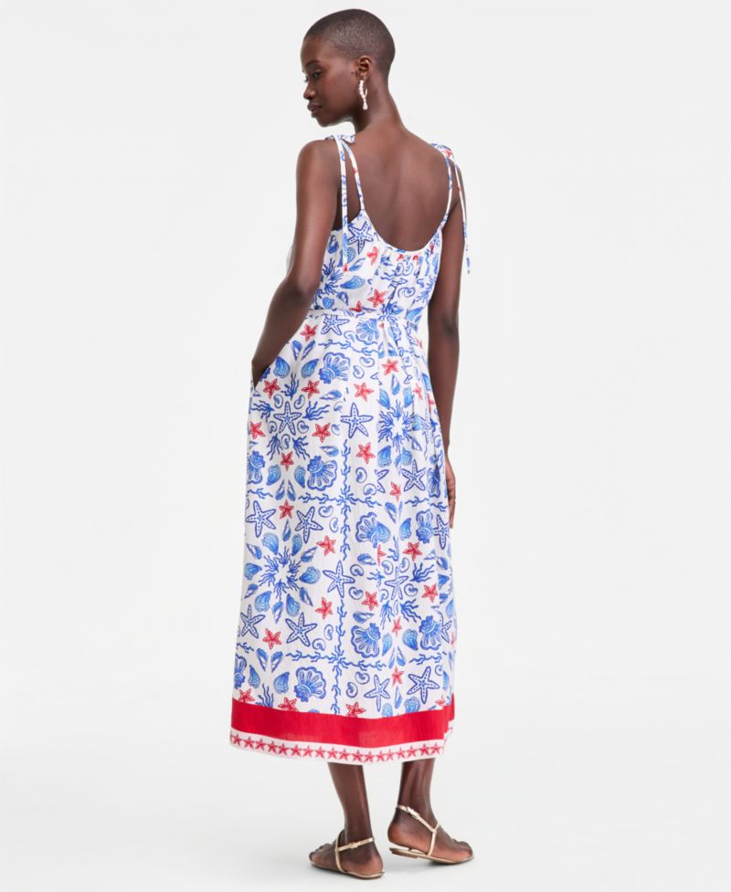 Women's Seashell Tie-Shoulder Maxi Dress