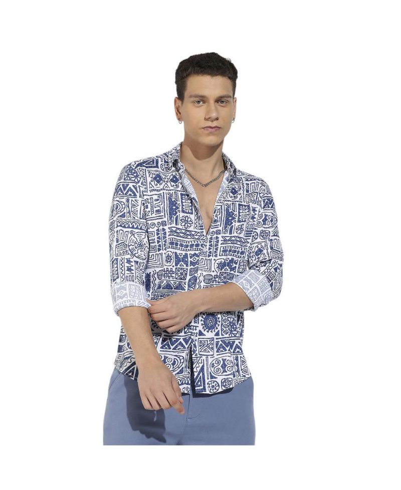 Men's Contrast Aztec Shirt