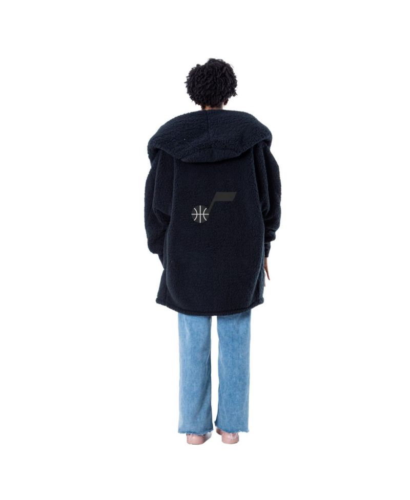 Men's and Women's The Best Lounger In The World Black Utah Jazz Oversized Open-Front Hoodie Sweater