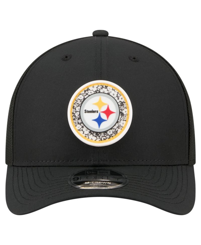 Men's Black Pittsburgh Steelers Floral 9FORTY M-Crown Trucker Adjustable Hat