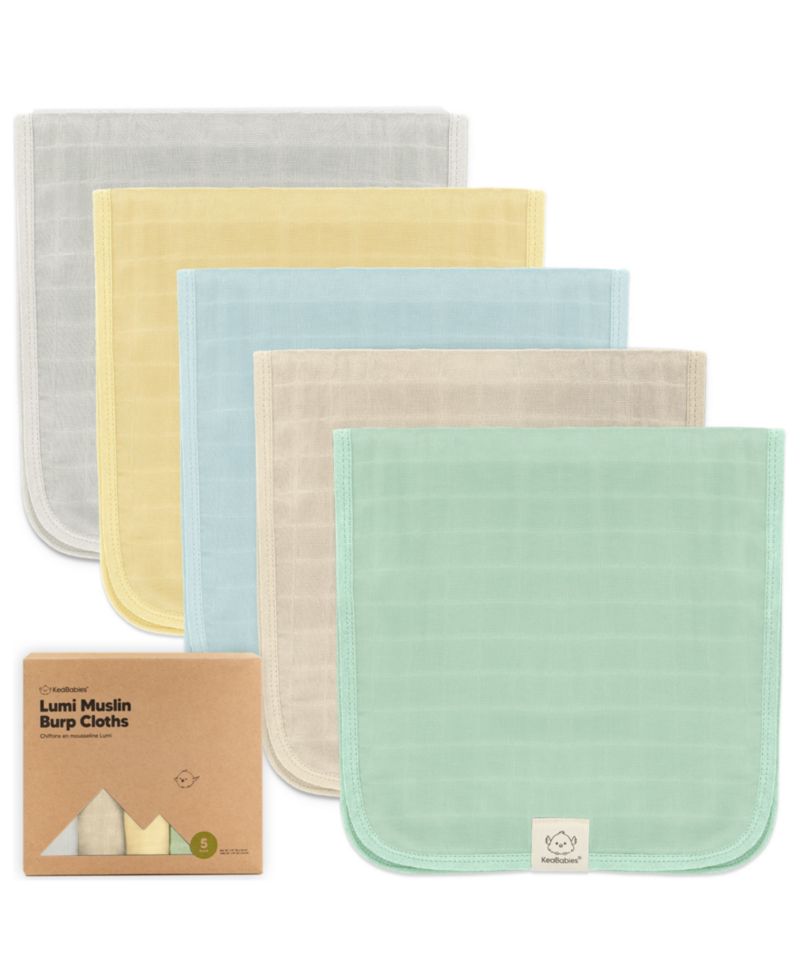 5 pieces Lumi Muslin Burp Cloths for Baby Boys, Girls, Baby Burp Cloths