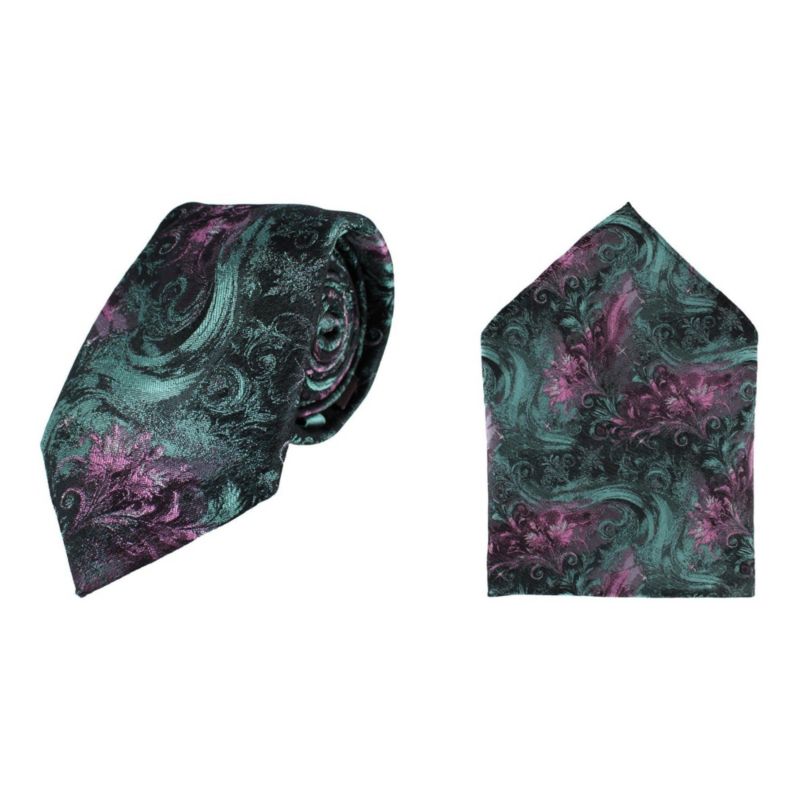 Big & Tall Arcane Storm Silk Tie and Pocket Square Bundle